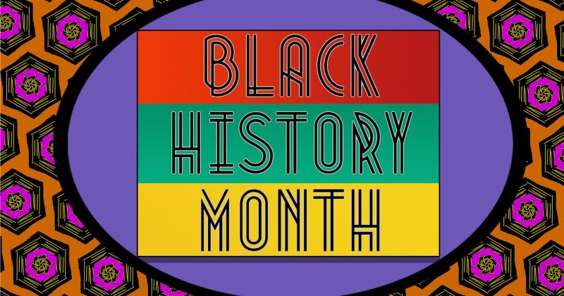 Black History Month surrounded by colorful design